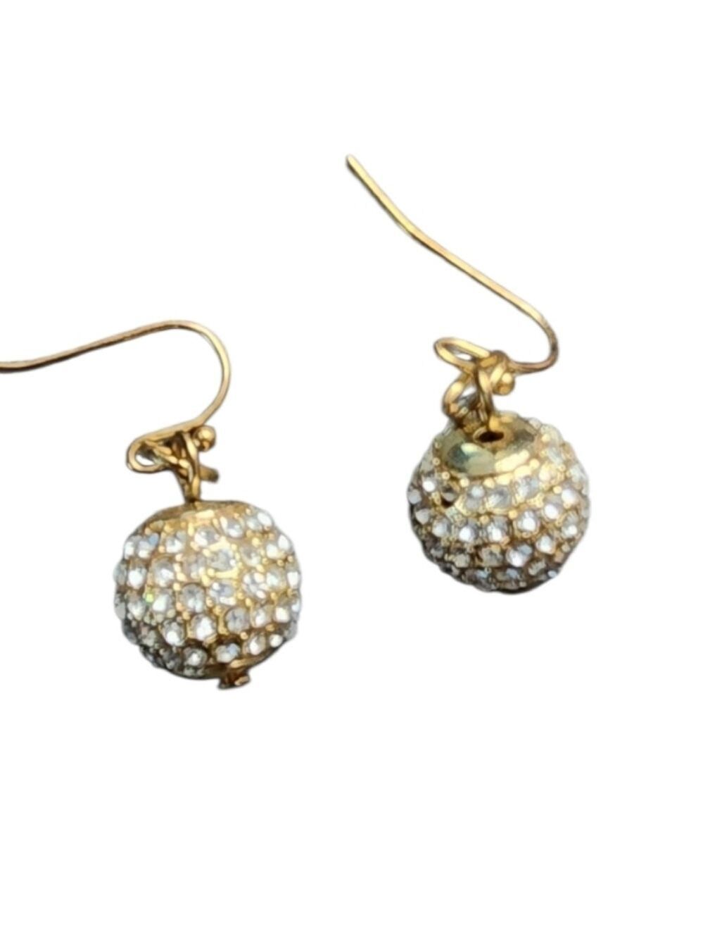 Goldtone Ball Earrings Rhinestones